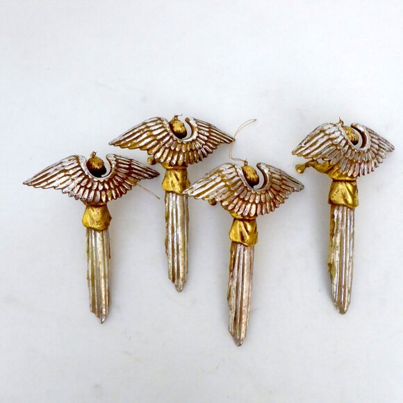 NEW 6.5” CHRISTMAS HOLIDAY GILT GOLD SILVER TRUMPETING ANGEL ORNAMENT LOT - Picture 4 of 11